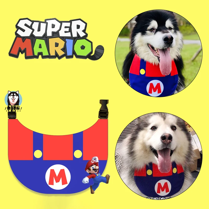 

Super Mario Pet Saliva Towel Adjustment Cute Cartoon Dog Cat Collar Bib Puppy Cat Necklace Pet Accessories Cat Dog Bibs Bandanas