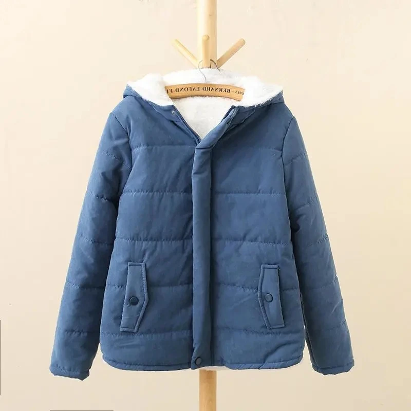 Autumn Winter Warm Parkas Womens Casual Hooded Padded Jacket Coat Plush Cotton Parkas Coat Female Cottong Clothing Outwear Tops