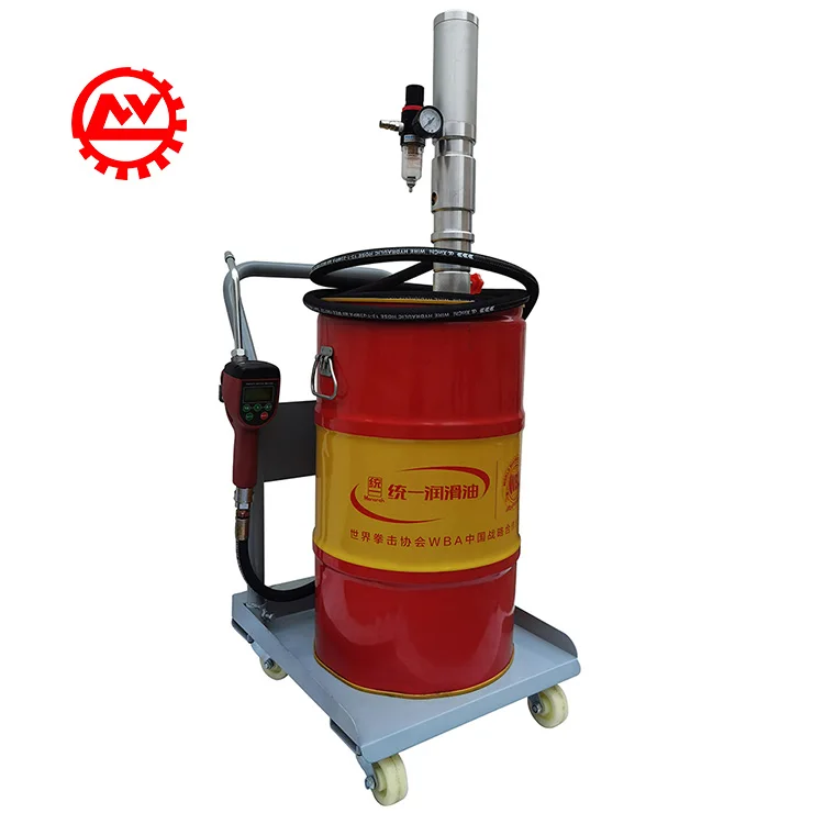 

Air Operated Bucket Pump Pneumatic Drum Oil Pump with Trolley and Preset Digital Oil Meter Gun Nozzle