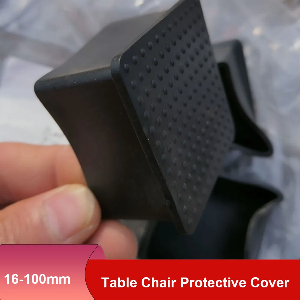 4/8/20 Pcs Black PVC Soft Plastic Anti Slip Table And Chair Silent Foot Square 16mm-100mm Rectangular 15mm x30mm-50mmx100mm