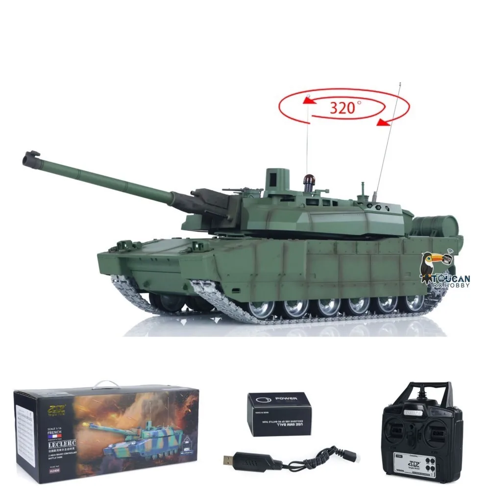 TD 1/16 H2408 RC Militär Tank Leclerc Kampfpanzer Metall Antriebsrad Straßenrad Getriebe Raucheinheit Radio Control Panzer Spielzeug