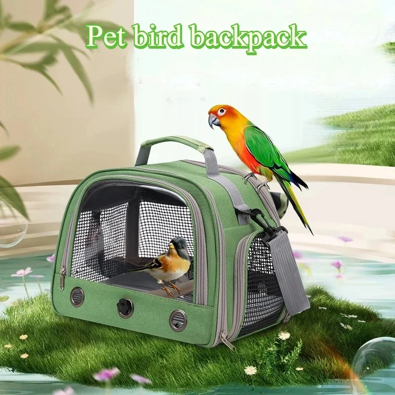 

Pet bird backpack, outdoor portable shoulder breathable bird cage, perch platform, parrot cage bird supplies