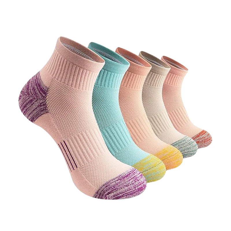 5Pairs Mesh Breathable Sweat Absorbing Socks Casual Sports Solid Color Mid Tube Socks Suitable For Both Men And Women