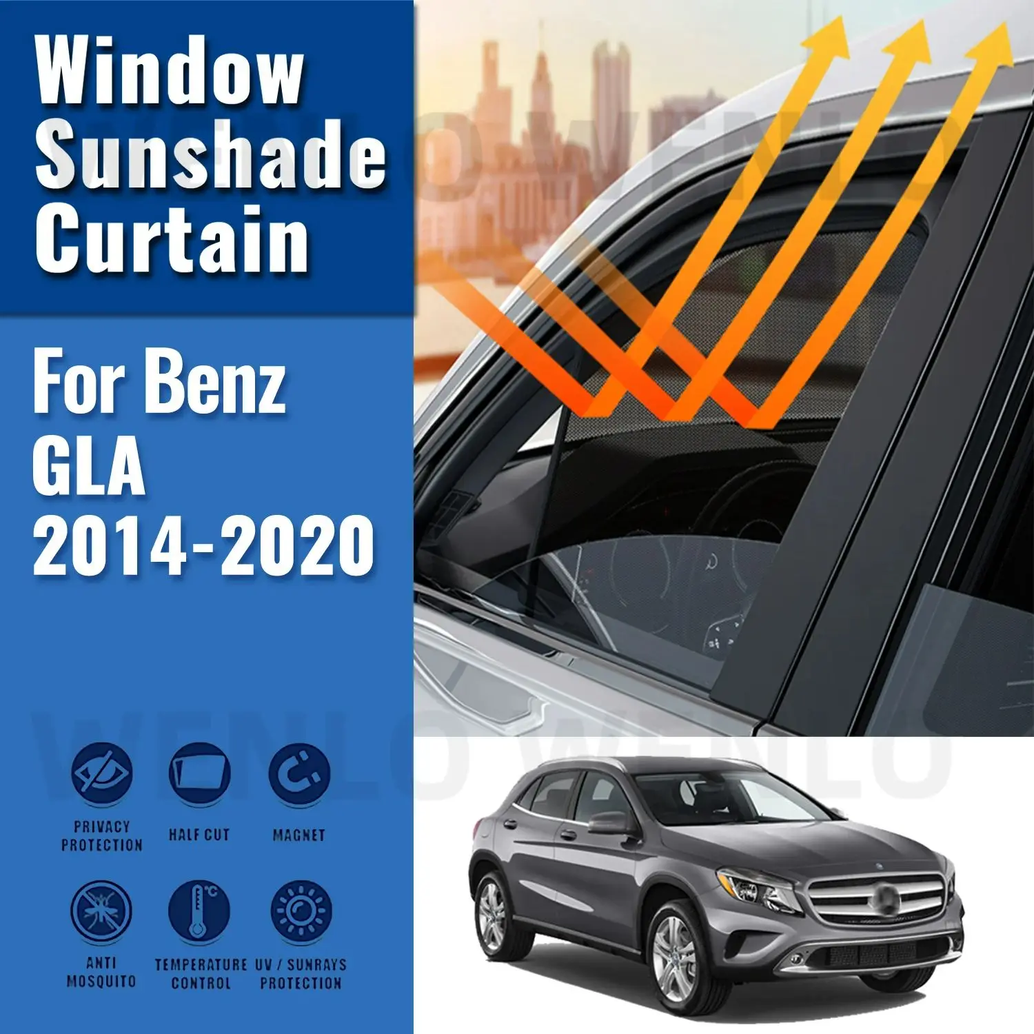 

For Mercedes Benz GLA X156 2013-2017 2018 Front Windshield Frame Curtain Car Sunshade Shield Rear Side Window Sun Shade Visor