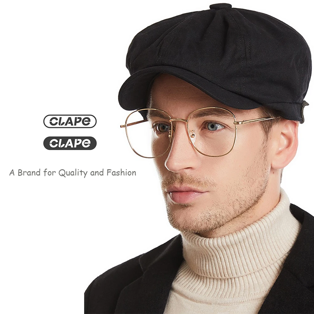 Clape Men's 8 Piece Newsboy Hat 100% Cotton Flat Cap Gatsby Ivy Golf Cabbie Hat Lightweight Summer Cloth Cap Duckbill Cap