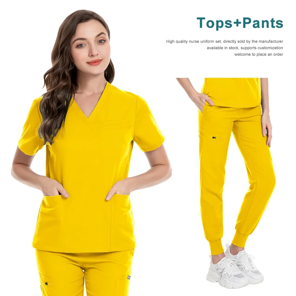 Medical Scrubs Uniforms Wholesale Nurse Uniform V-neck Short Sleeved Top Scrub Sets Veterinary Uniform Hospital Nursing Workwear