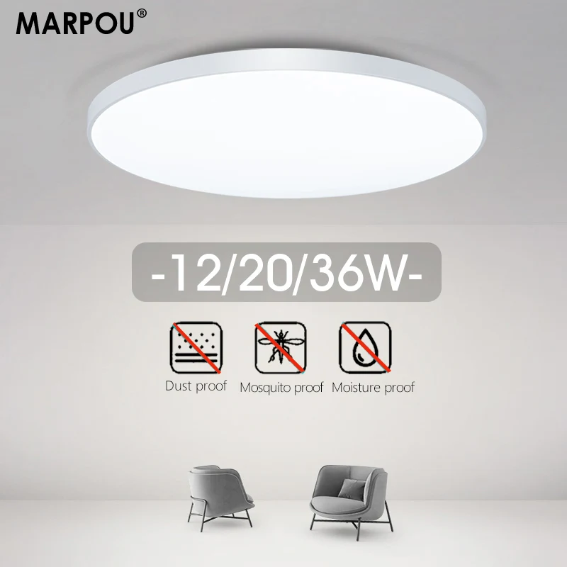 MARPOU Modern Led Ceiling Lamp Bathroom Lamp Waterproof moisture-proof mosquito proof 12W 20W 36W 220V Ceiling Light For Living