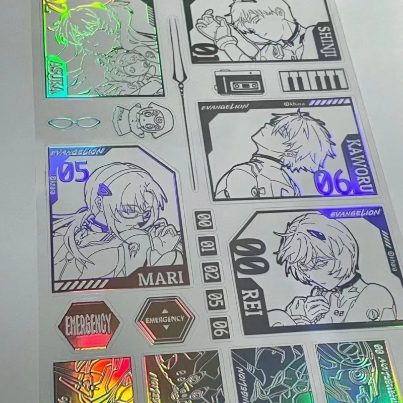 Neon Niedliche Genesis Classic Evangelion Anime Peripherie Laser Holographische Aufkleber Süße Scrapbooking DIY Dekorative Sticker – Detail 4