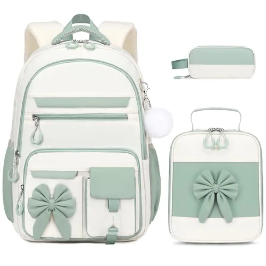 

Backpack for Girls 3PCS Girls Backpack for School with Lunch Bag Pencil Case Cute Teens Bookbag for Kindergarten Elementary Pre