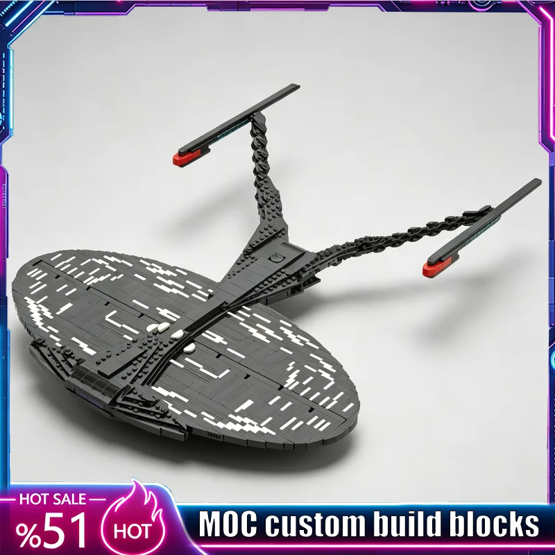 2308Parts Dark Color Sci Fi Deep Space Exploration Starship MOC Model Custom Building Blocks Assembly Collection Birthday Gift