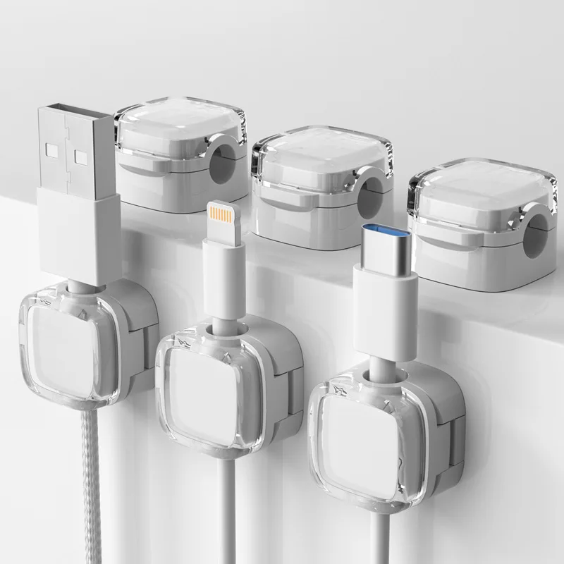 คลิปหนีบสายเคเบิลแม่เหล็กสีสันสดใส 3 แพ็คสายเคเบิลที่วางสายไฟแบบปรับได้ใต้โต๊ะการจัดการสายเคเบิลตัวจัดสายเคเบิล