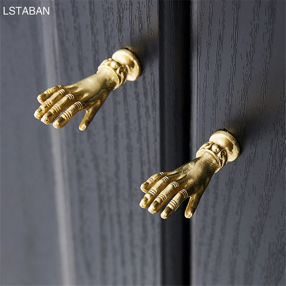 Pure Copper Handle Creative Animal Palm Fist Pulls Simple Gold Light Luxury Knobs Cabinet Handles Kitchen Cupboard Drawer Knob