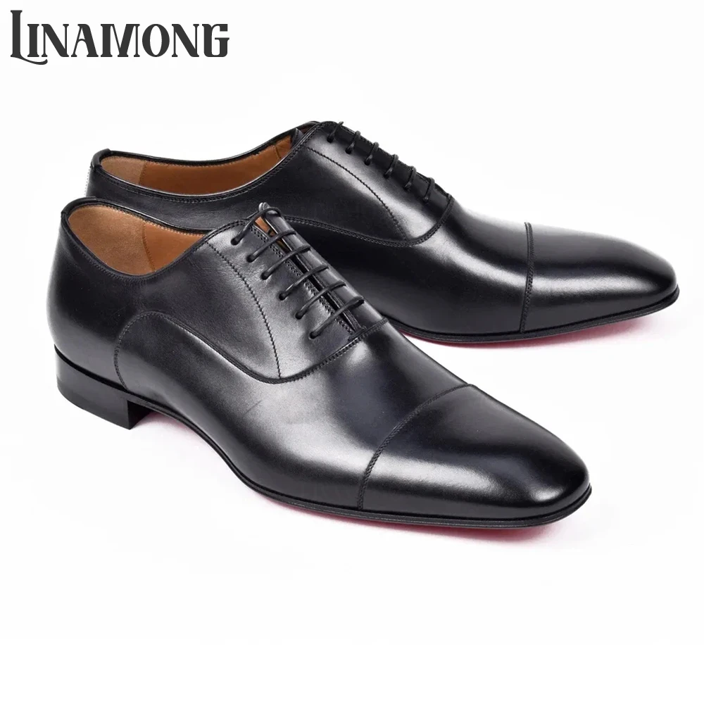

Almond Toe Leather Oxford Shoes Black Matte Leather Dress Shoes Handmade Sewing Wedding Shoes for Men Elegant Leather Footwear