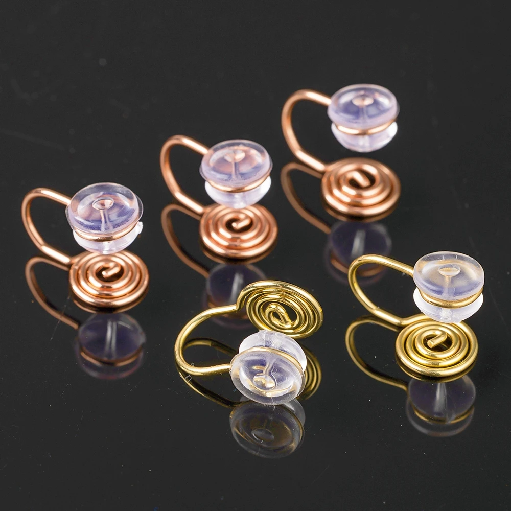 

10/50pcs Stainless Steel Ear Clips Converter Spiral Earrings Gold Silver Color Base for DIY Jewelry Making Supplies Component