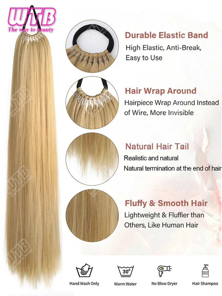 Synthetic Ponytail Hair Extension For Women Long Braided Ponytail With Hair Tie Straight Wrap Around Braided Hair