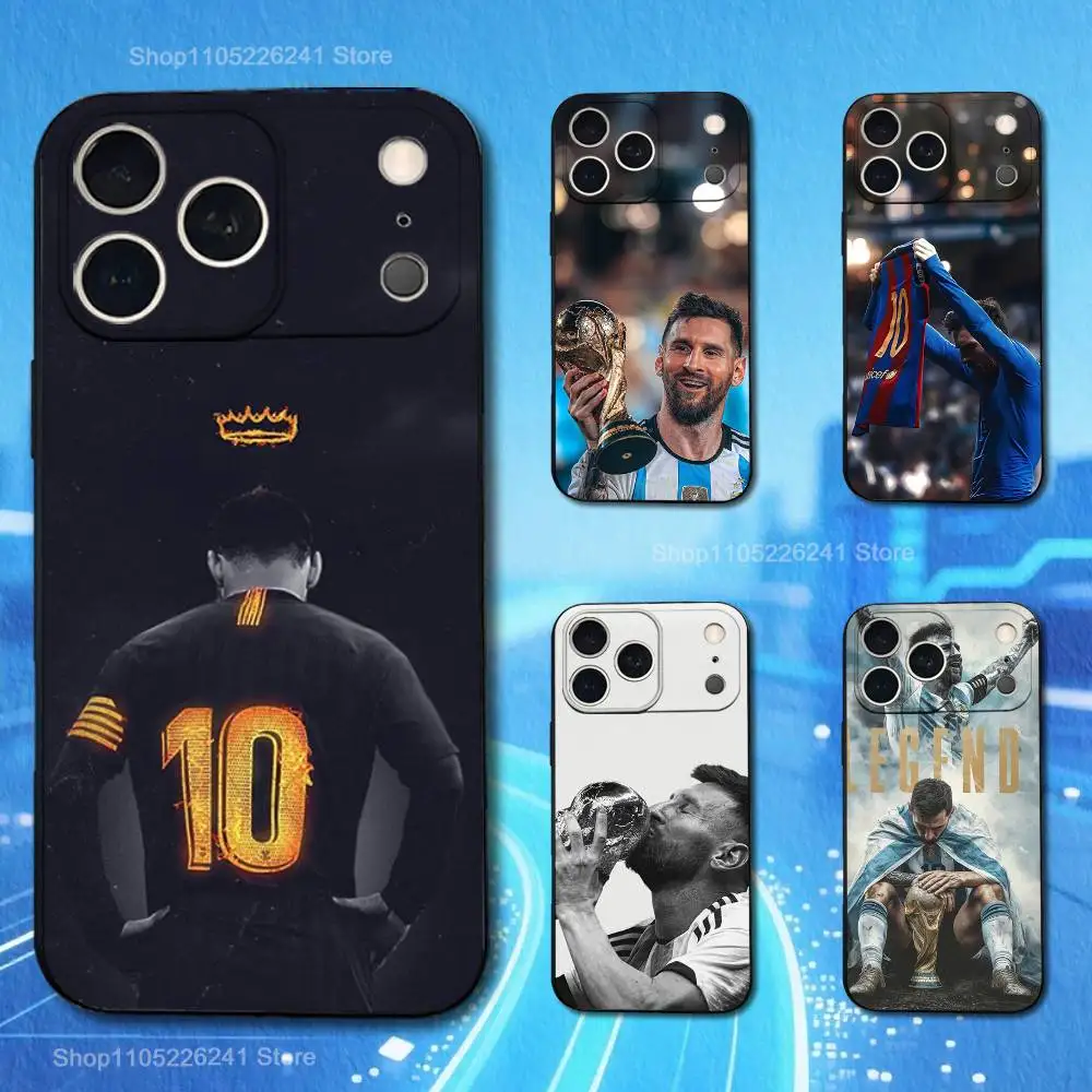 Futebol M-MesSI-S-M10 legal para iphone 13,17,11,12,16,14,15,plus,pro max,xs,x,xr,se,mini,8,7, capa de telefone preta de silicone macio