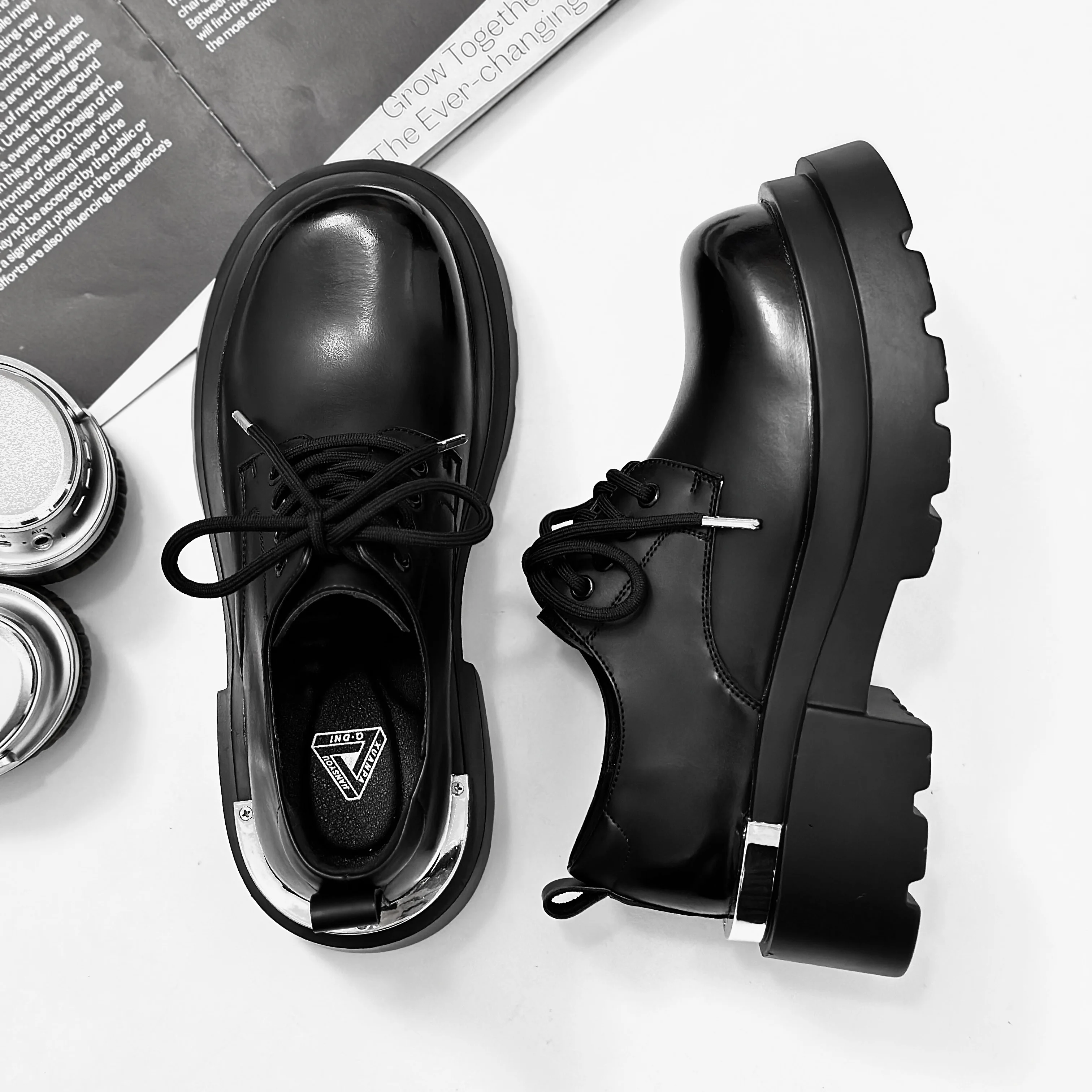 Мужская Уличная кожаная обувь 2024, мужская обувь на толстой подошве, новая мужская стильная обувь для парикмахера, Универсальные мужские повседневные оксфорды