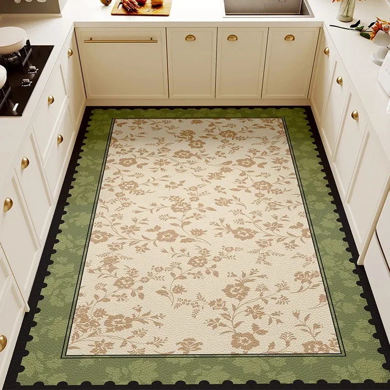 Kitchen Rug Large Size Carpet PVC Leather Anti-slip Carpets Waterproof Oil-proof Floor Mat Fully Covered Home Decoration Rugs