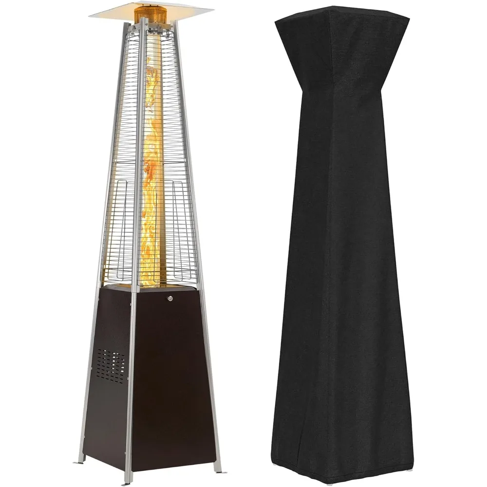 

Patio Heater, 48,000 BTU Outdoor Patio Heater with Wheels, Propane Patio Heater w/Waterproof Cover & Gloves, Quartz Glass Tube