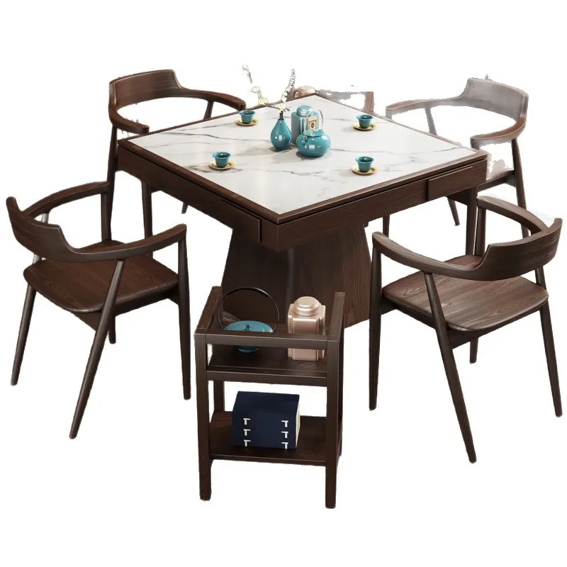 طاولة خاصة من الخشب الصلب بثمانية خالدة، طاولة طعام مربعة الشكل، لوح صخري صيني جديد، شطرنج Te and Chai #1