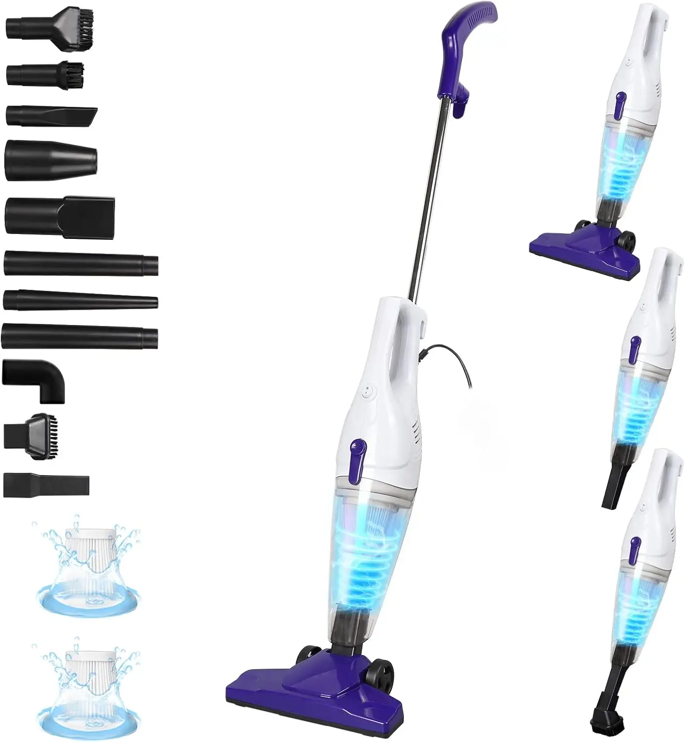 Corded Vacuum Cleaner, 15KPa Powerful Suction with 400W Motor, 12 in 1 Lightweight Bagless Stick Vac with Handheld, Ultra