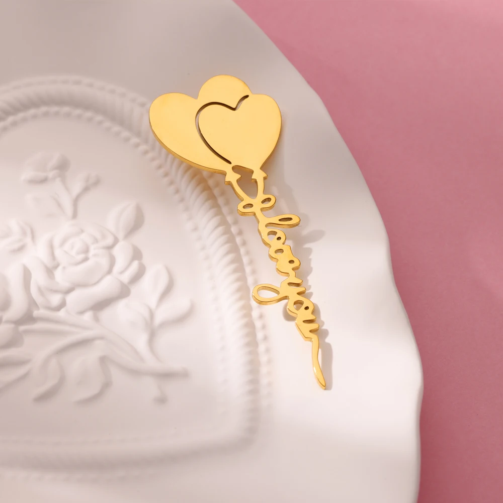 Heart Pin Brooches for Women Gold Color Stainless Steel Brooch Pins Femme Luxe Simple Aesthetic Jewelry Valentine's Day Gifts