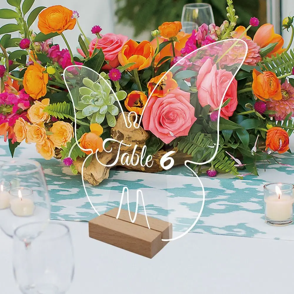 Table Place Card Round/Butterfly/Hexagon with Base Menu Display Frame Table Number Sign Table Number Plate Card Display Stand view 5