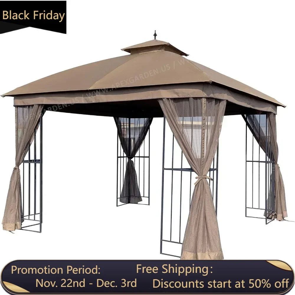 Canopy Top for Garden Treasures 10 ft x 10 ft Brown Metal Square Semi- Gazebo Model #L-GZ038PST-F (Tan) (Fabric TOP ONLY)