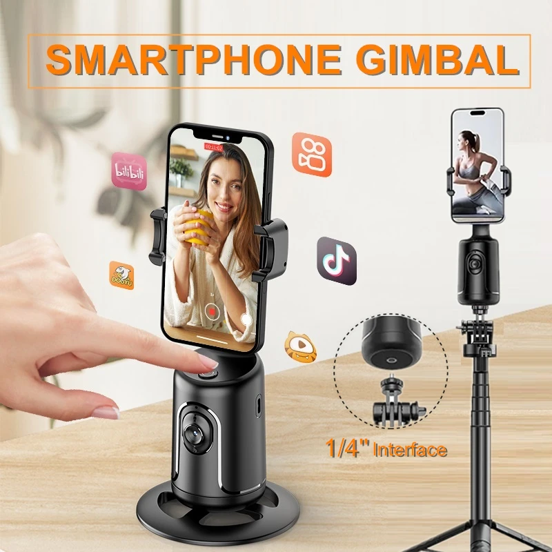 Auto Face Tracking 360Rotation Smart AI Phone Follow-Up Gimbal Stabilizer Selfie Stick Tripod for Cell Phone Video Vlog Live