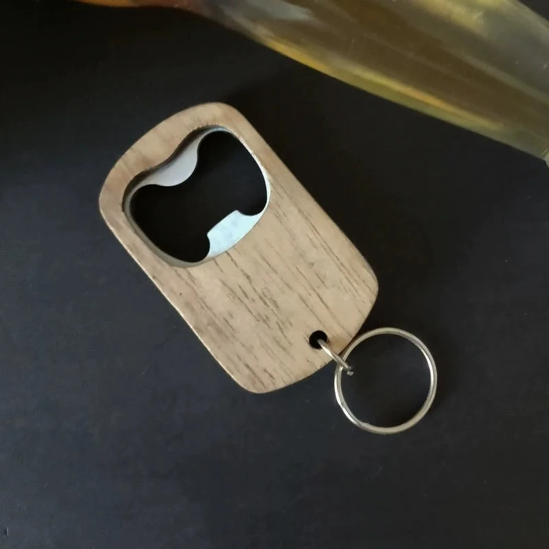 

1 Pcs Accessories Easy Beer Bottle Opener Wooden Handle Bar Kitchen Party Favors Keychain