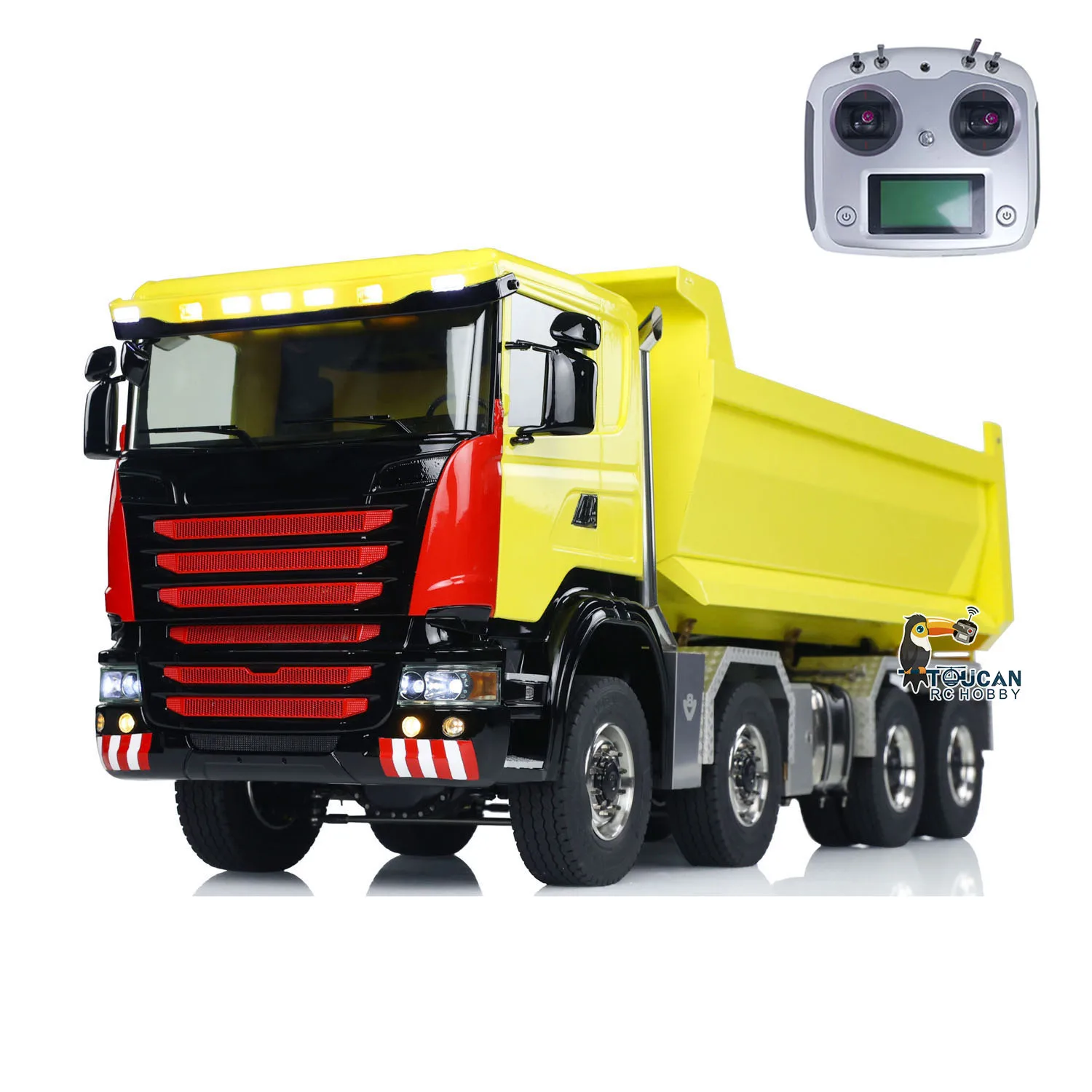 1/14 Metal 8x8 RC Hydraulic Dumper Roll Off Dump Truck 3363 Rear Axle Steering 3 Speed Transmission Light Sound Tipper Gift Toys