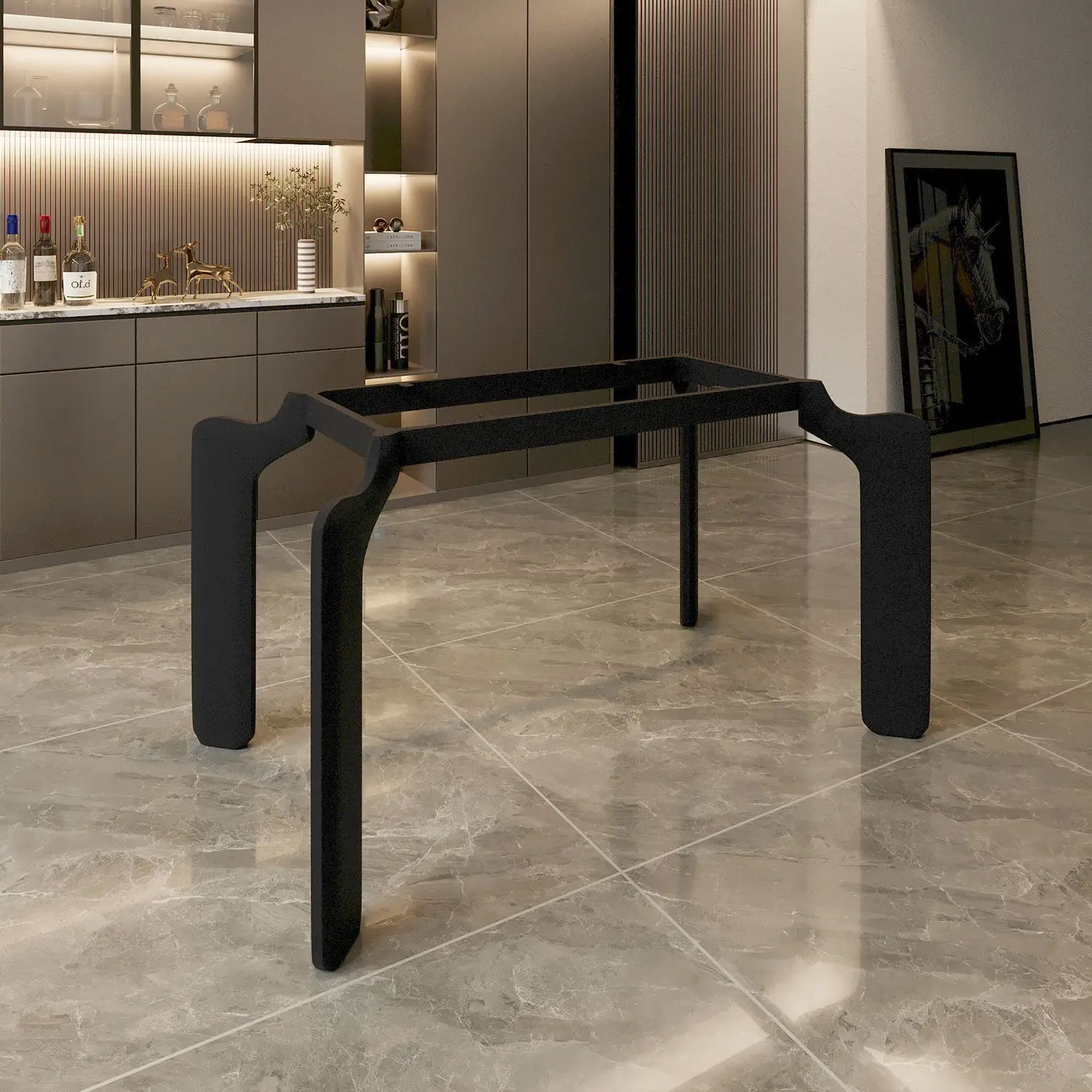 Rock slab dining table leg bracket New elephant leg Carbon steel leg table frame Solid wood marble table support foot