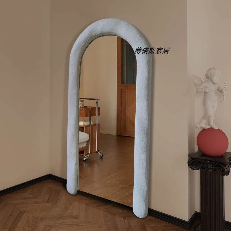 Bedroom cream wind floor full body mirror European special-shaped mirror irregular cloud fitting mirror