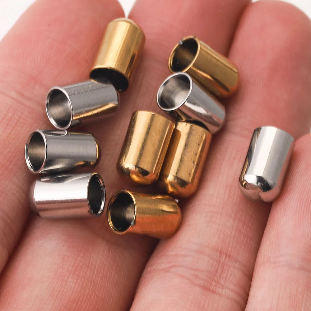 30pcs Cord End Cap Gold-plated Stainless Steel Tassel Caps Leather Ends Caps Connectors for DIY Crafts Jewelry Making Findings image 2