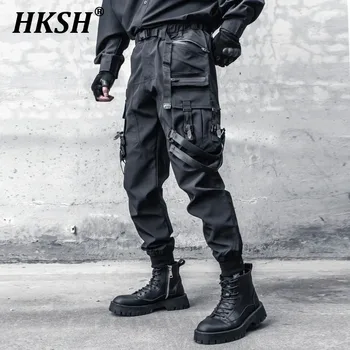 HKSH Techwear Cargo Pants Men's Tide Dark Fashion Tactical Pocket Trousers Spring Autumn New Hip Hop Street Chic Overalls HK2204