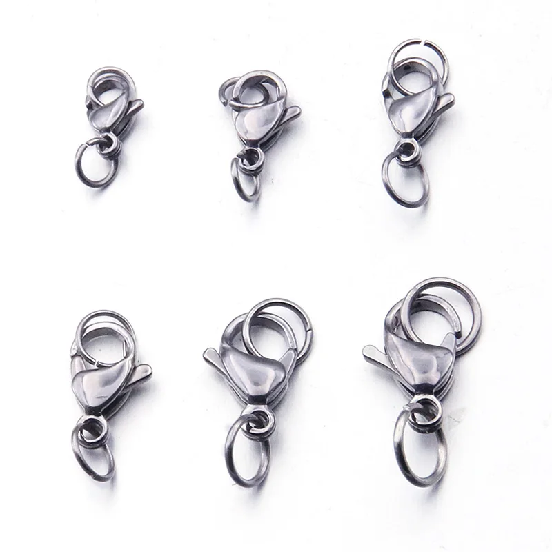 

20Set 6Size Stainless Steel Lobster Clasp with Jump Ring Often Use Findings Kits Jewelry Making Necklace Chain Connector Parts