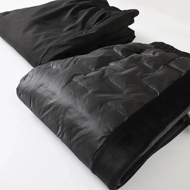 

New Winter Men's Thiened Waterproof Windproof Elastic Waist down Pants Casual Pants Du down Filling Pred Glue Pants