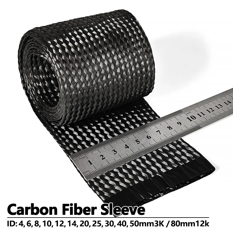 Carbon Fiber Tube 4-80mm, Lightweight Flexible High Strength Conductive Wire Shielding Sleeve, Wear Resistant Corrosion Resistan