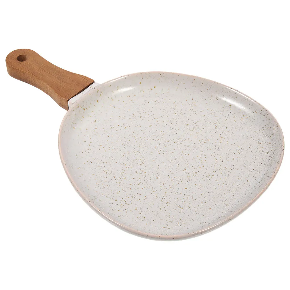 

Керамическая тарелка в стиле ретро с деревянной ручкой, многофункциональная сервировочная тарелка для выпечки для праздника, банкета, свадьбы, выпускного, изысканная