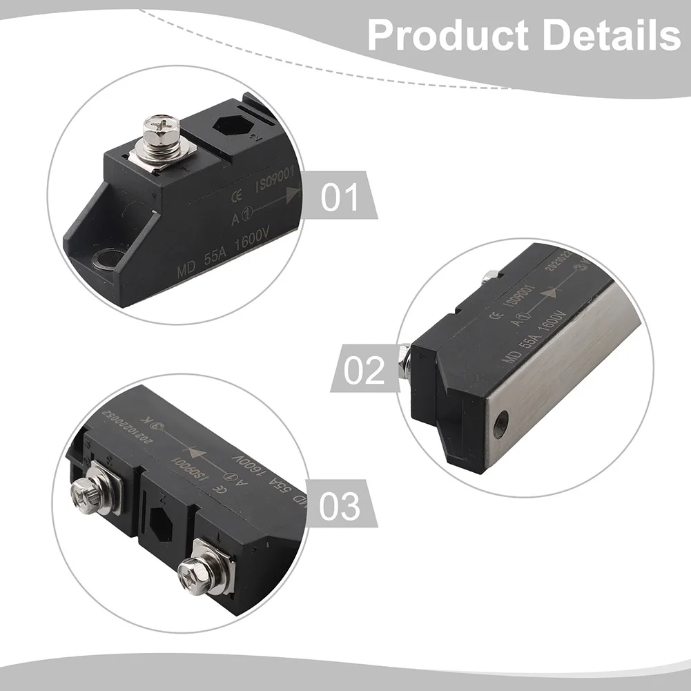 MD55A 1600V 55A Solar Diode With Heat Sink For PV Panel Array DC Cabinet Combiner Box Industrial P'ower Supply Component
