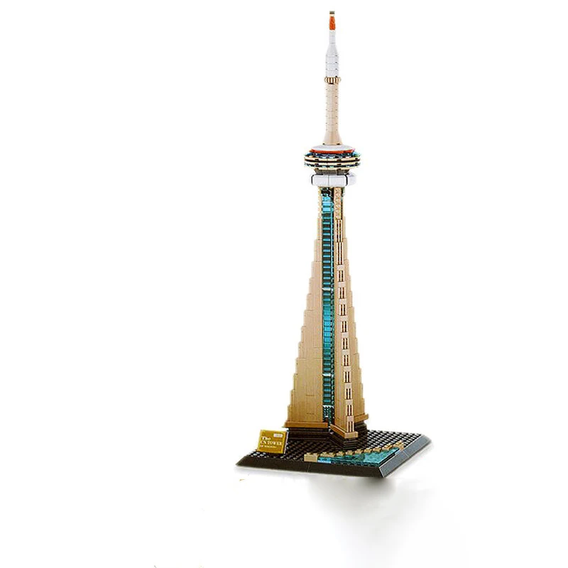 Blocos de construção criativos modelo toronto tv torre brinquedo blocos conjunto arquitetura impressa montar tijolos brinquedos presentes aniversário