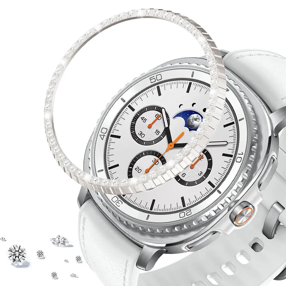 حلقة إطار ماسية لساعة سامسونج جالاكسي 8 الكلاسيكية 46 ملم إطار معدني غطاء حماية لساعة جالاكسي 8 الكلاسيكية