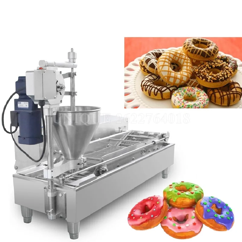 Commercial Automatic Donut Frying Machine 7L Hopper Stainless Steel Doughnut Maker 3 Sizes Molds Fryer Kitchen Appliances