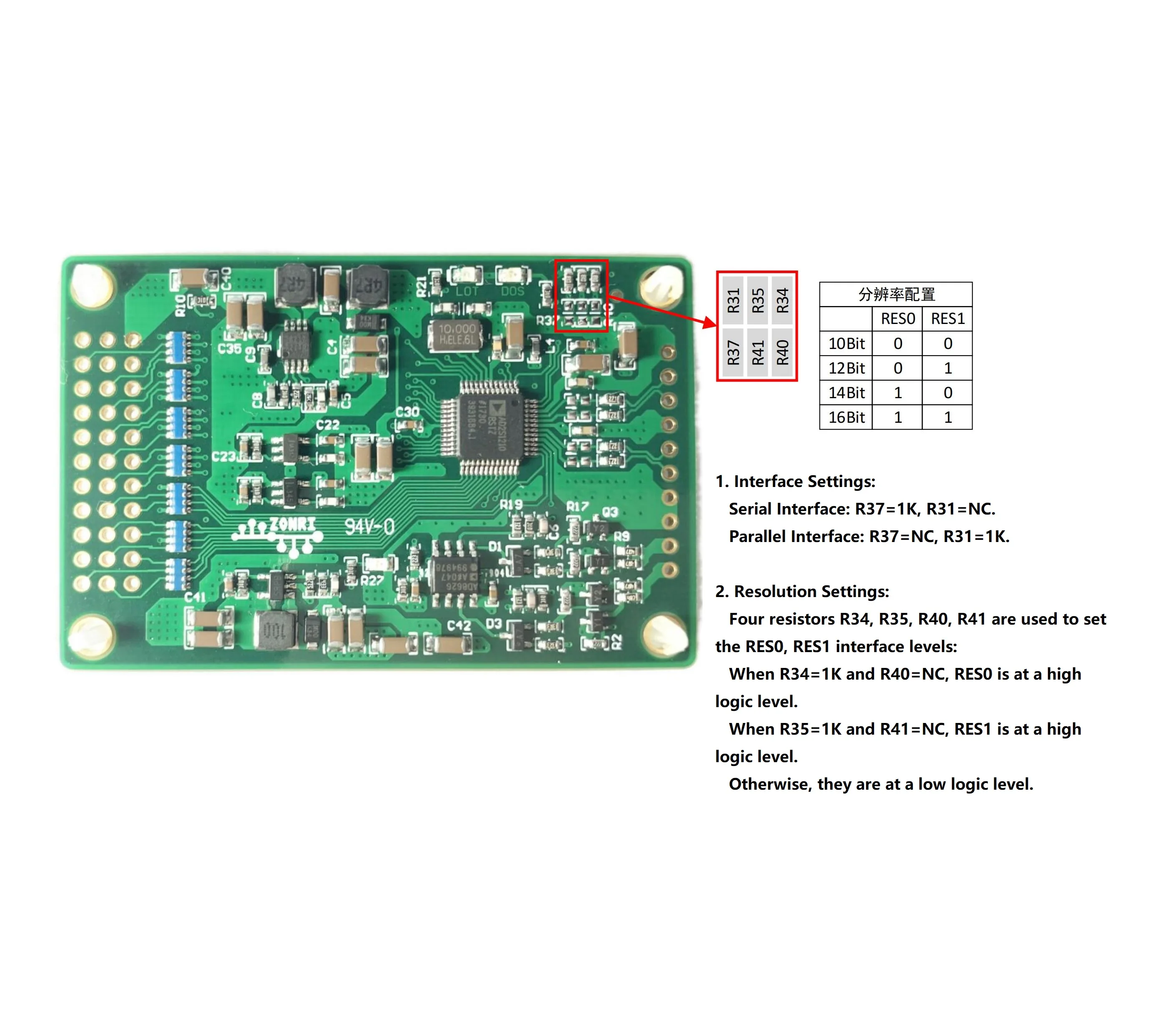 AD2S1210 resolver acquisition module 16Bit rotary encoder/RDC/support quadrature signal output