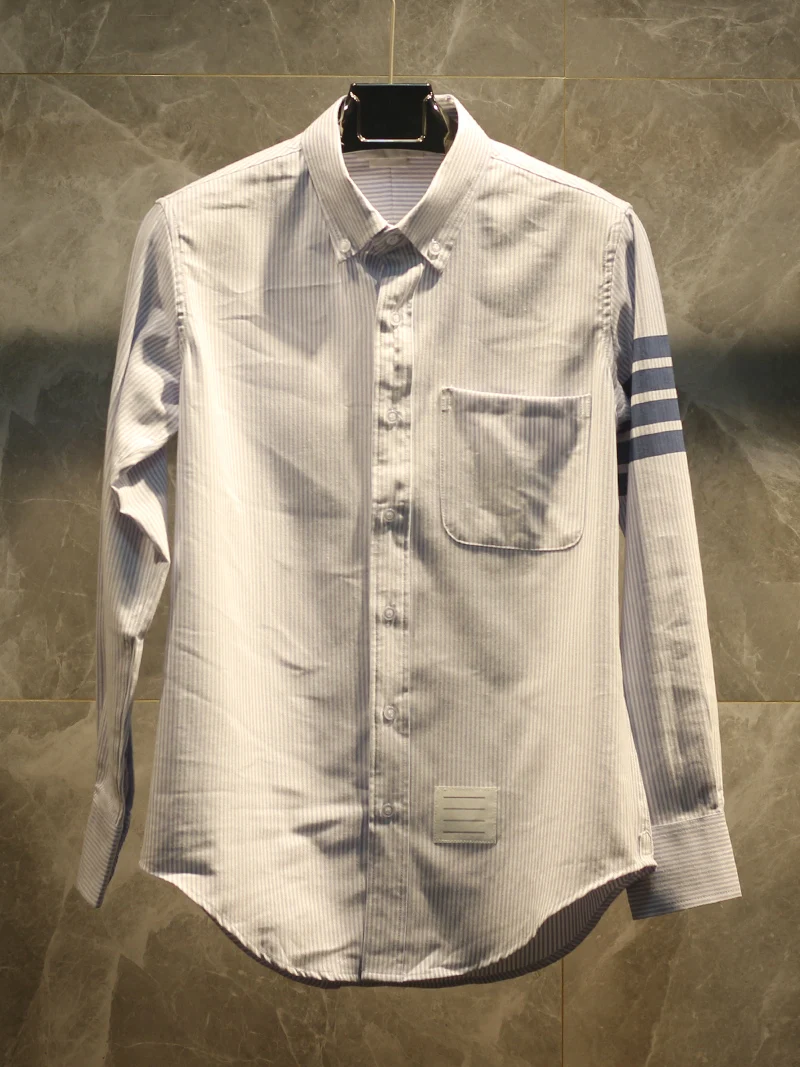 

Высококачественная рубашка из оксфордской ткани с вертикальными полосками, повседневная, для мужчин и женщин, весна-осень, новая модель, модная городская хлопковая одежда