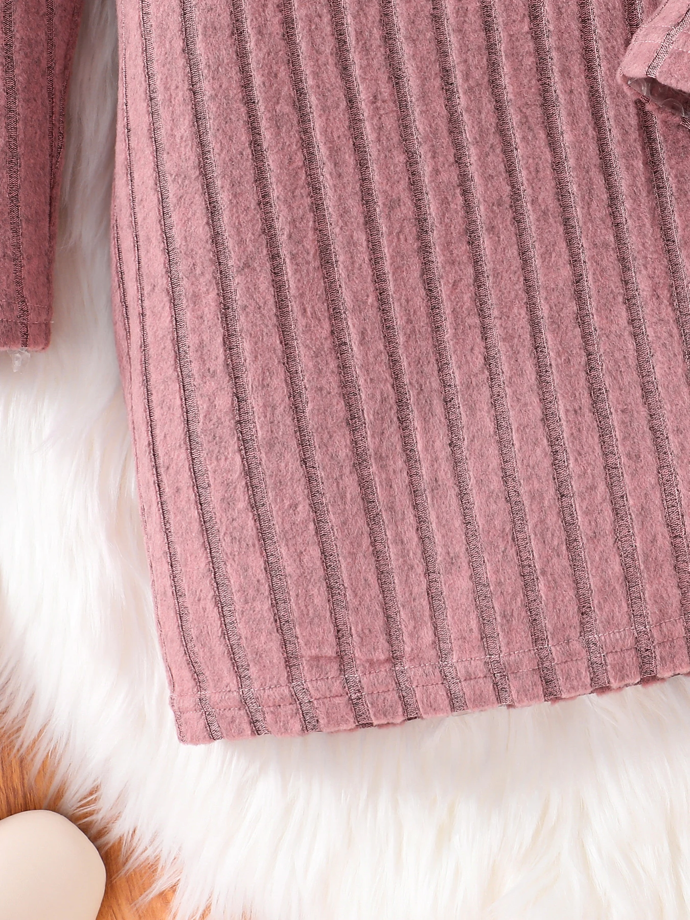 Spring Autumn Solid Color Striped round Neck Knee-Length Skirt Casual Knitwear for Children Women Fashion Outdoor