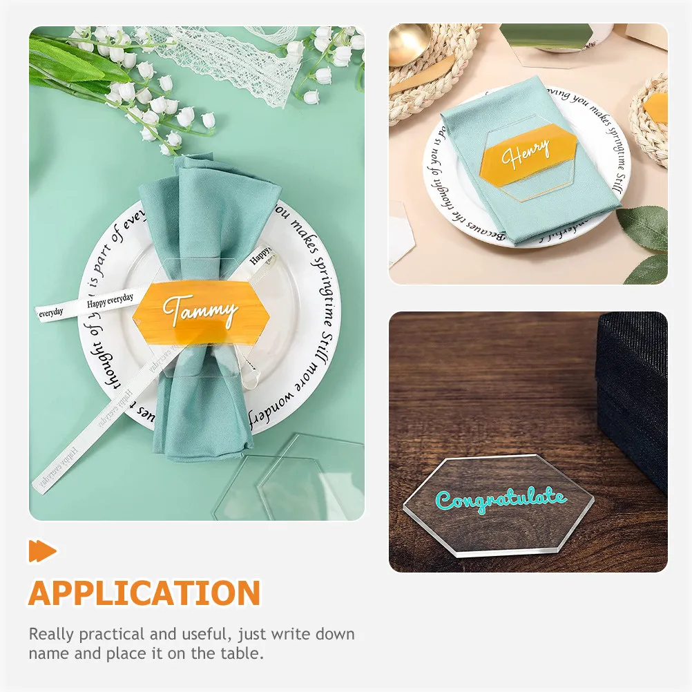 20Pcs Hexagon Acrylic Wedding Signs Thick Blank Seat Markers Table Numbers for Reception Seating Chart - view 3