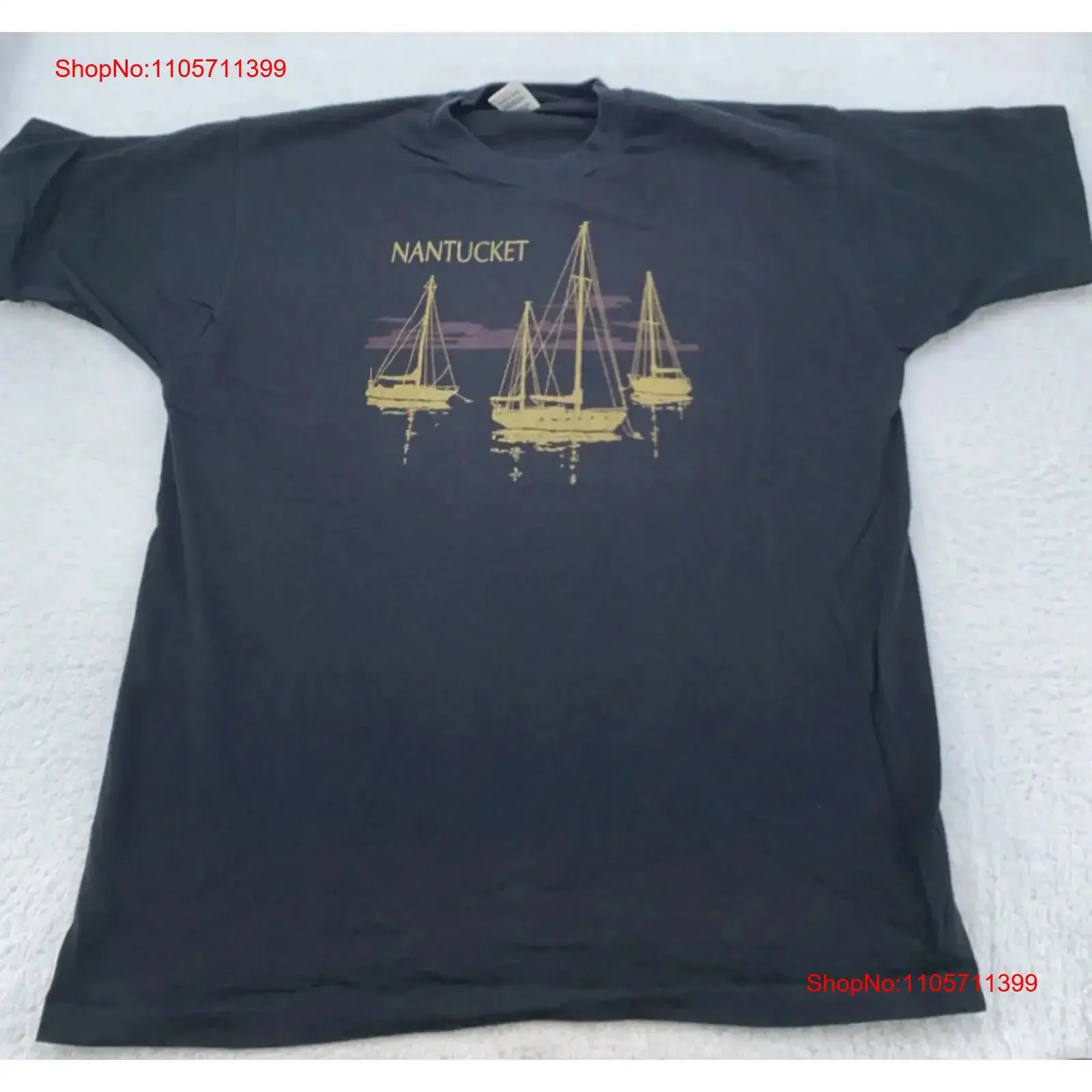 Vintage NantuckeT T Shirt Mens S 3XL Sailboat Beach Surf Boat 90s long or short sleeves vintage Washed Breathable Versatile