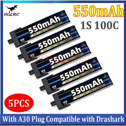 5PCS HGLRC 550mAh 1S 3.8V 100C Battery With A30 Plug Compatible with Drashark for RC FPV Racing Drone