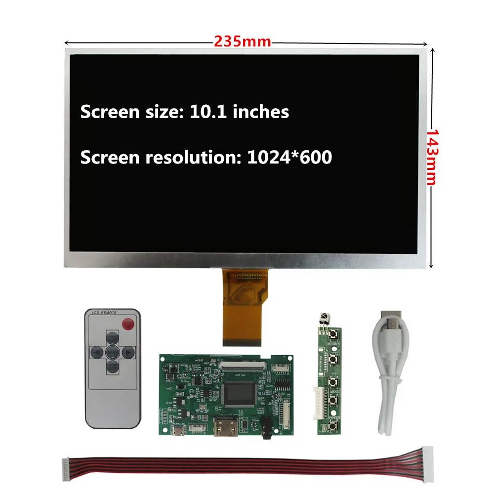 Imagem -02 - Multifuncional Tela Lcd para Computador Driver Control Board Áudio Hdmi Raspberry pi 6.5 10.1